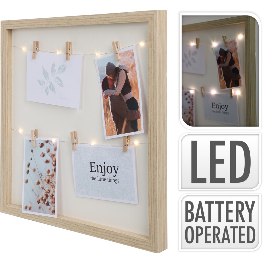 Billedramme Med LED Lys - 1 sæt (38 x 38 x 3 cm) - Temashop