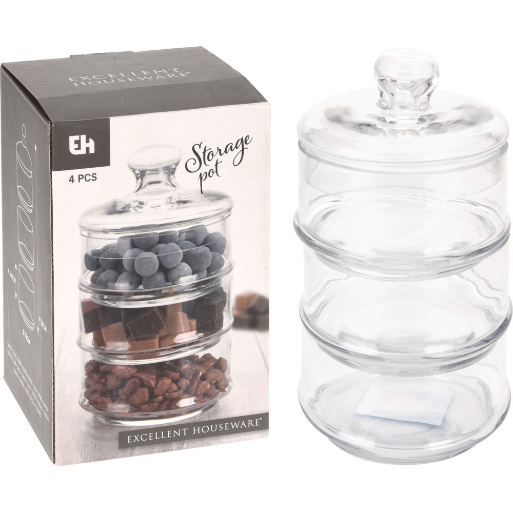 Opbevaringsglas Med Låg - 1 sæt (21 x Ø 13 cm) | Slik Slik / Snacks - Temashop