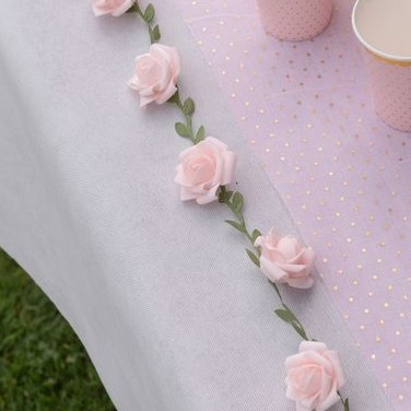 Kunstig Rose Guirlande Lyserød - 1 stk (1,2 m) | Natur tema Guirlander - Temashop