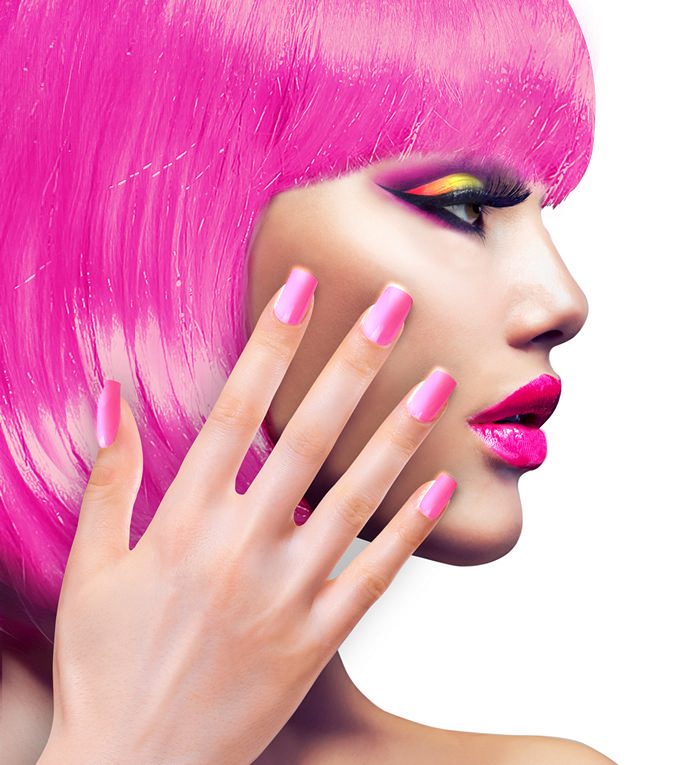 Kunstige Negle Neonpink | 80'erne Totally Negle / Neglelak - Makeup & Negle - Temashop
