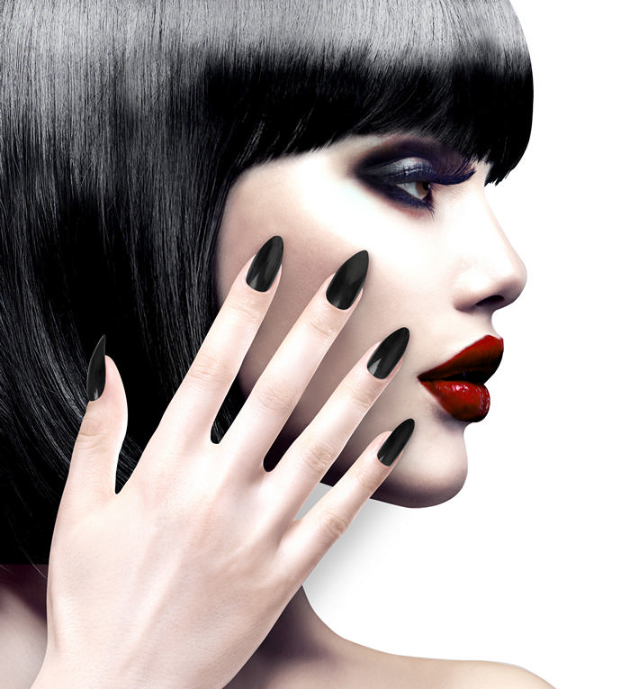 Kunstige Negle Stiletto Sort | Punker Negle / Neglelak - Makeup & Negle - Temashop
