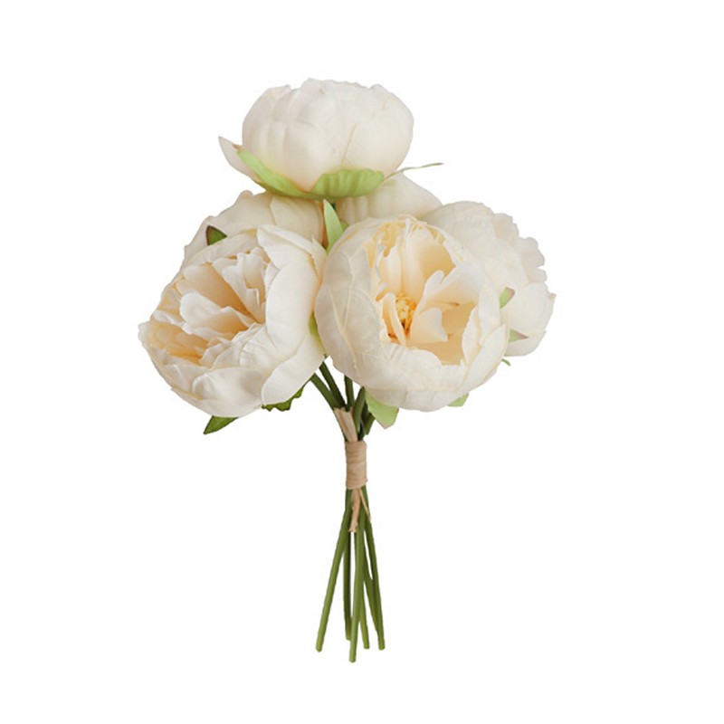 Kunstige Pæoner Bundt Hvid - 6 stk (27,5 cm) | Blomst Kunstige blomster - Temashop