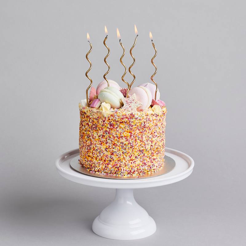 Kurvede Kagelys Guld - 12 stk (12,5 cm) | Babyshower Kagelys - Temashop