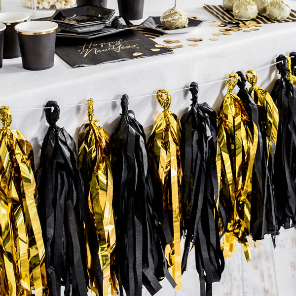 Kvast Guirlande Sort/Guld