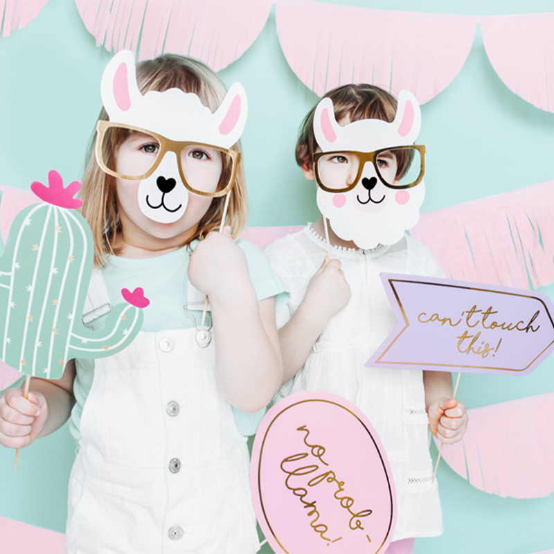 Lama Selfie Props - 5 stk (30 x 27,5 cm) | Lama Photobooth - Temashop