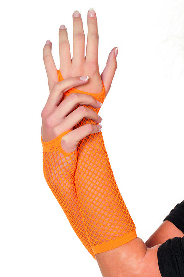 Lange Nethandsker Orange | 80'erne Totally Handsker - Beklædning - Temashop