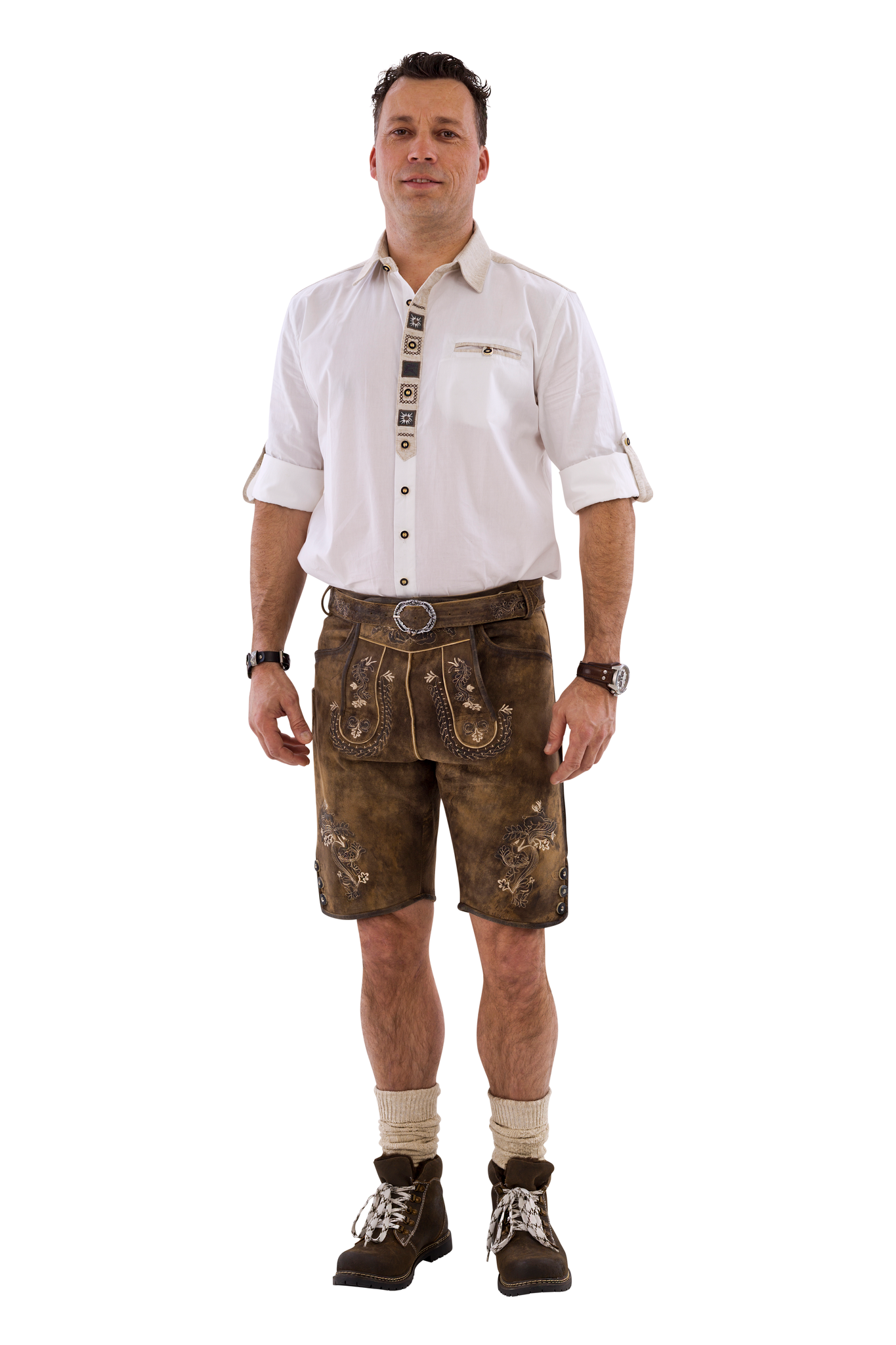 Lederhosen Bavarian Brun - Anledninger kostume til voksne i størrelserne 2XS-5XL | Oktoberfest kostume til mænd - Temashop