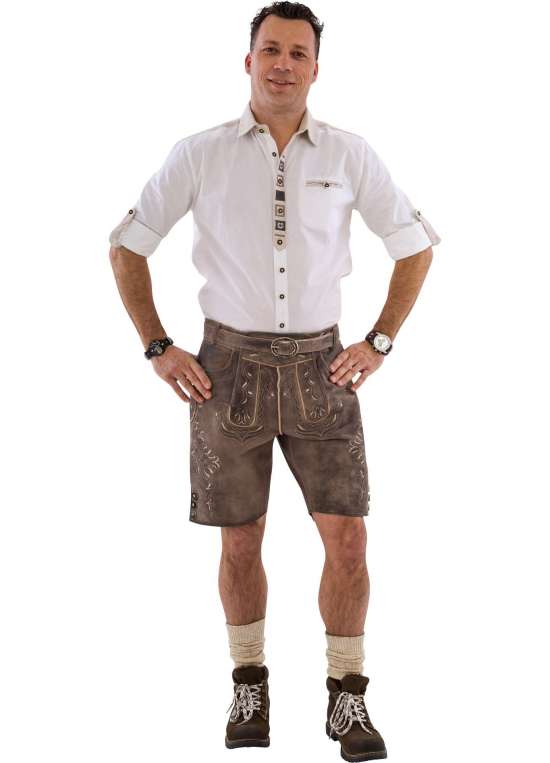 Lederhosen Bavarian Sandbrun - Anledninger kostume til voksne i størrelserne XS-5XL | Oktoberfest kostume til mænd - Temashop
