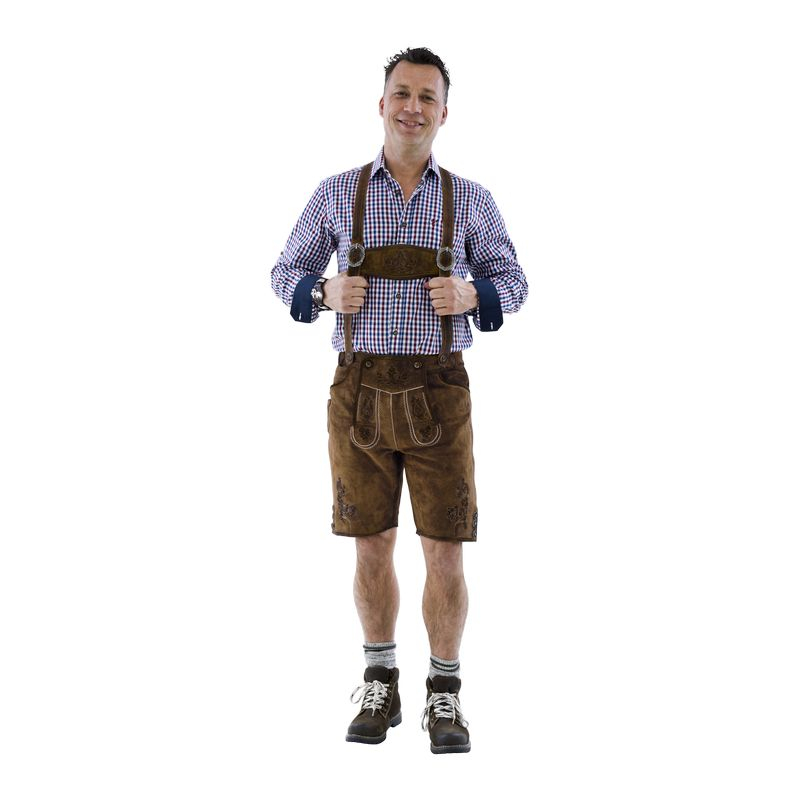 Lederhosen Kort Antik - Anledninger kostume til voksne i størrelserne 2XS-5XL | Oktoberfest kostume til mænd - Temashop