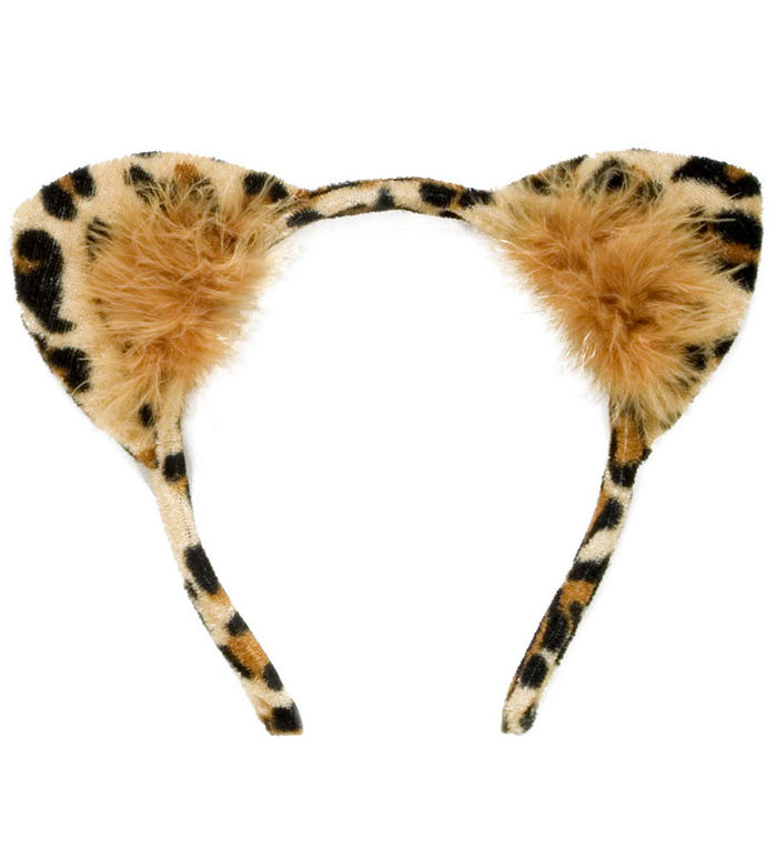 Fløjl Leopardører | Leopard Hårbøjle / Pandebånd / Hårbånd - Hovedtilbehør - Temashop