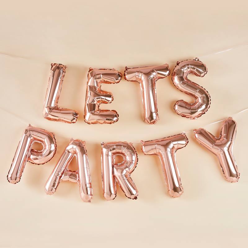Let's Party Folieballoner Rosaguld - 1 stk (2 m) | Bogstaver Folieballoner - Temashop