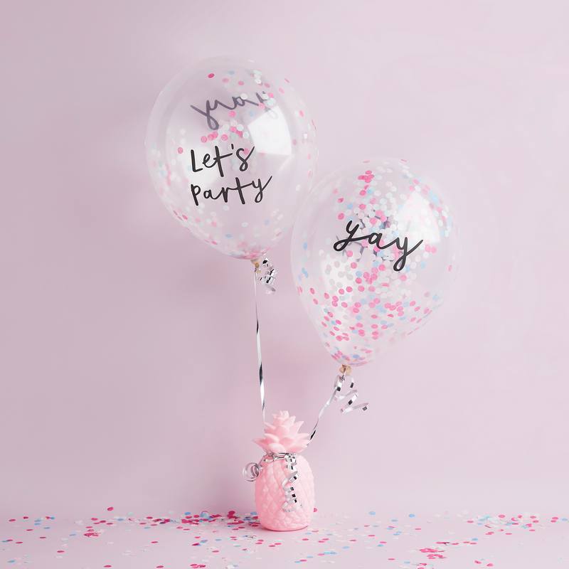 Let's Party Konfetti Balloner - 5 stk (30 cm) - Temashop