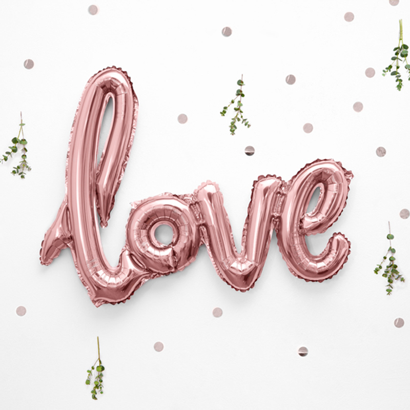 Love Folieballon Rosaguld - 1 stk (73 x 59 cm) | Rosaguld tema Folieballoner - Temashop