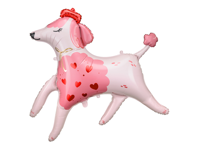 Lyserød Pudel Folieballon - 1 stk (105 x 100 cm) | Hund Folieballoner - Temashop