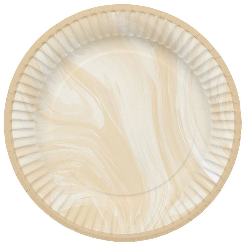 Marmor Paptallerkener Beige - 8 stk (23 cm) - Temashop