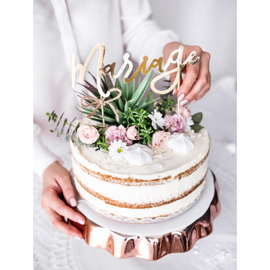 Marriage Kagetopper Guld - 1 stk (22,5 cm) | Bryllup Kagefigur / kagetopper - Temashop