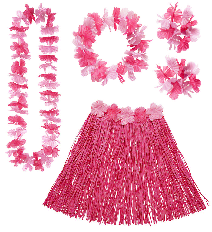 Maui Hawaii Sæt Pink (50-55 cm) | Hawaii Kostumekit - Beklædning - Temashop
