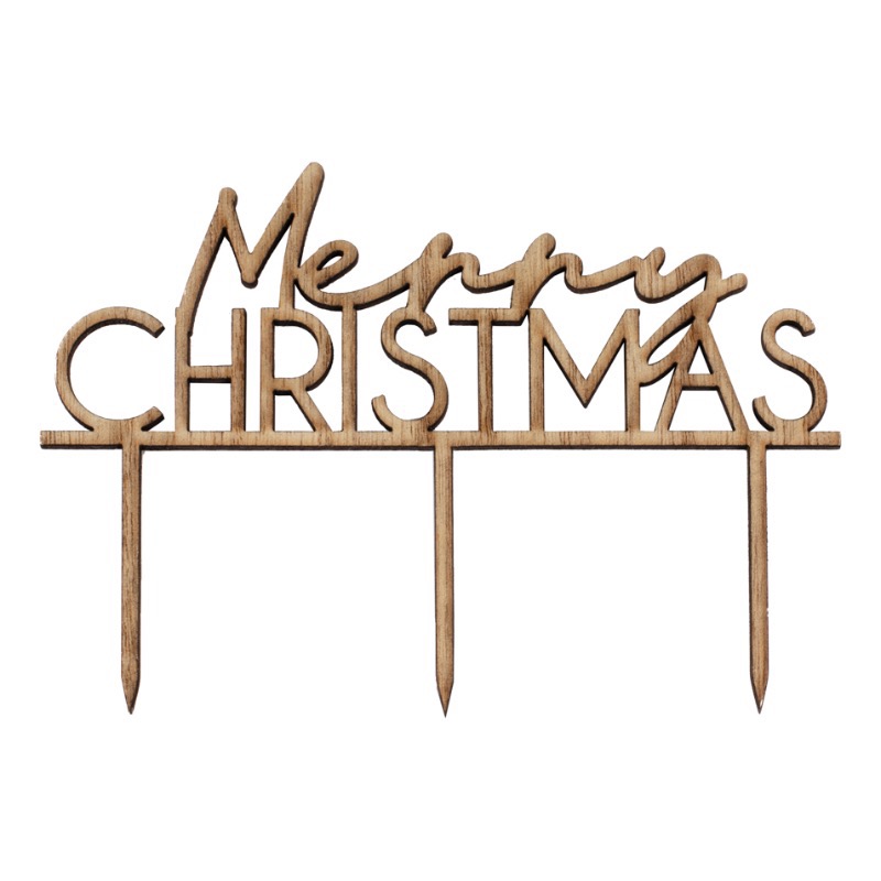 Merry Christmas Træ Kagetopper - 1 stk (9,7 x 14 cm) | Julepynt Kagefigur / kagetopper - Temashop