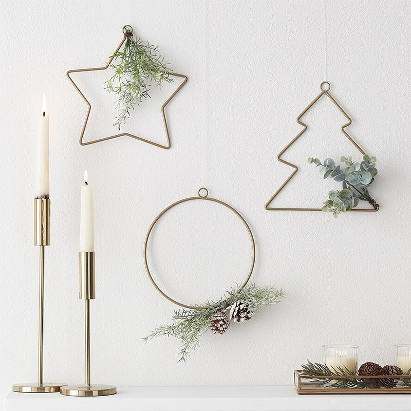 Metal Julekranse - 3 stk (18 - 20 cm) | Jul Vægopsats - Temashop