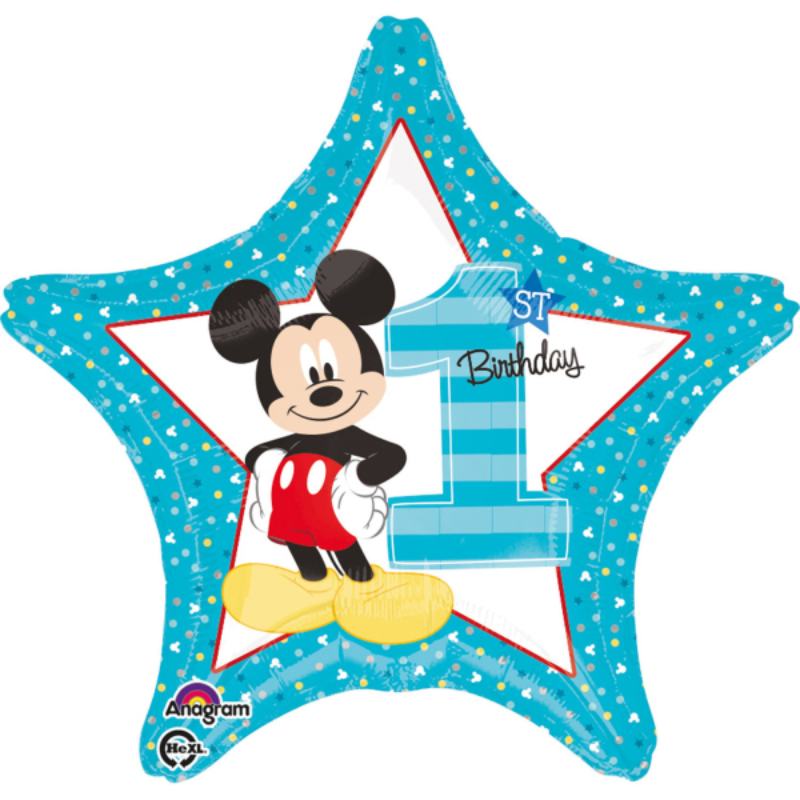 Mickey Mouse 1 Års Fødselsdag Folieballon - 1 stk (43 cm) | Mickey Mouse Folieballoner - Temashop