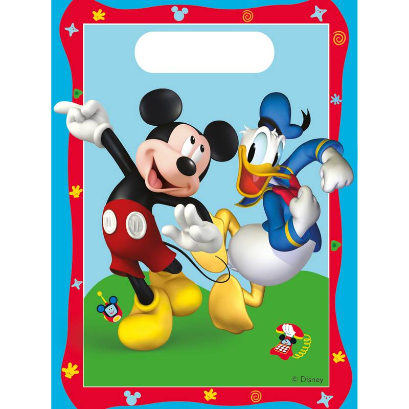Mickey Mouse Slikposer Blå/Rød - 6 stk | Mickey Mouse Poser / Goodiebags - Temashop