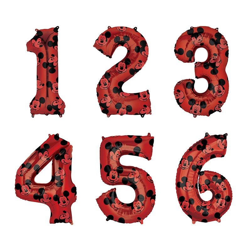 Mickey Mouse Talballon - 1 stk (45 x 66 cm) | Mickey Mouse Folieballoner tal / bogstav - Temashop