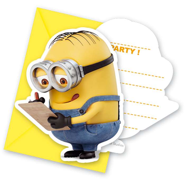 Minions Invitationer - 6 stk (9,5 x 14 cm) | Minions Invitationer - Temashop