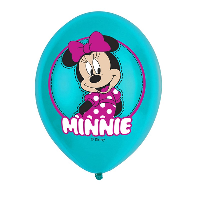 Minnie Mouse Balloner Turkis - 6 stk (27,5 cm) | Mickey Mouse Latexballoner - Temashop