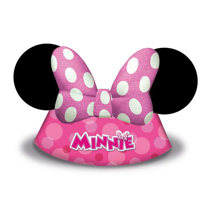Minnies Glade Hjælpere Festhatte - 6 stk (14 x 23 cm) | Minnie Mouse Partyhatte - Temashop