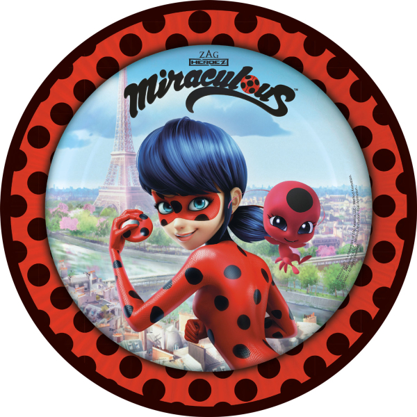 Miraculous Paptallerkener - 8 stk (23 cm) | Miraculous Tallerkner - Temashop