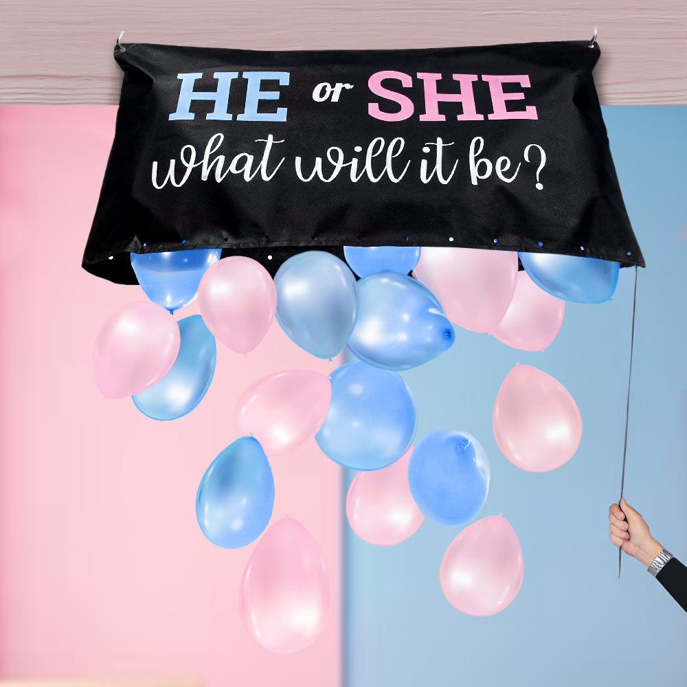 Gender Reveal Ballonsæt (60 x 120 cm) | Gender Reveal Ballonkasse - Temashop