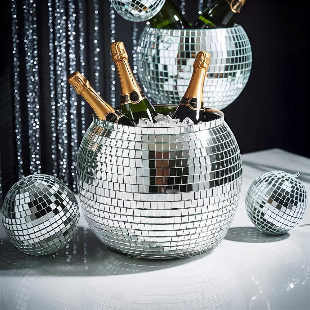 Diskokugle Champagnekøler (27,5 x 27,5 x 24 cm) | 70'erne Disco Køler - Temashop