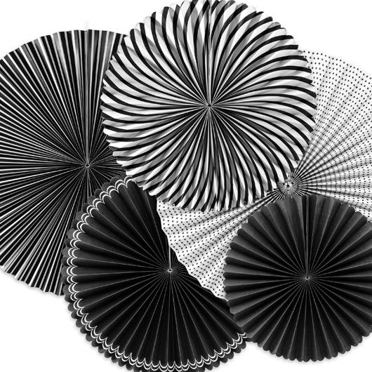 Mønstrede Rosetter Sort/Hvid - 5 stk (25 - 40 cm) - Temashop