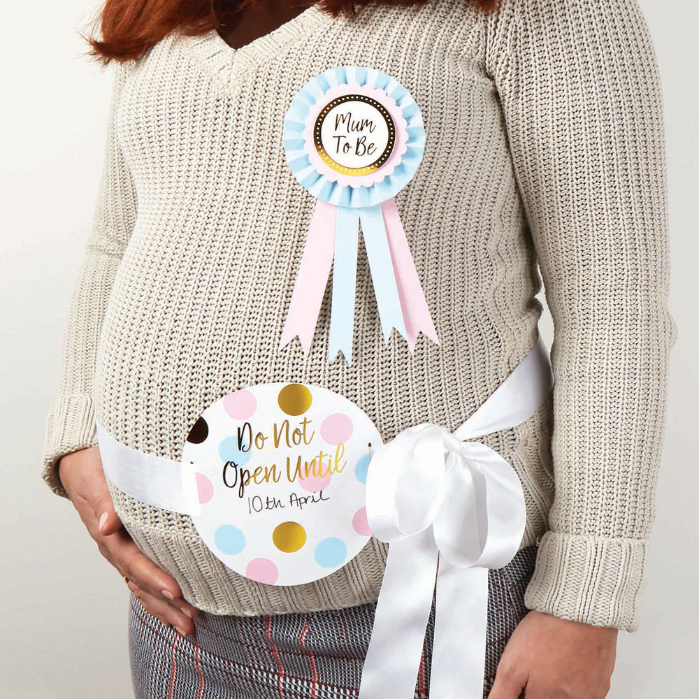 Mom-To-Be Babyshower Sæt - 1 sæt (14,5 x 14,5 cm) | Babyshower Dekorationspakker - Temashop