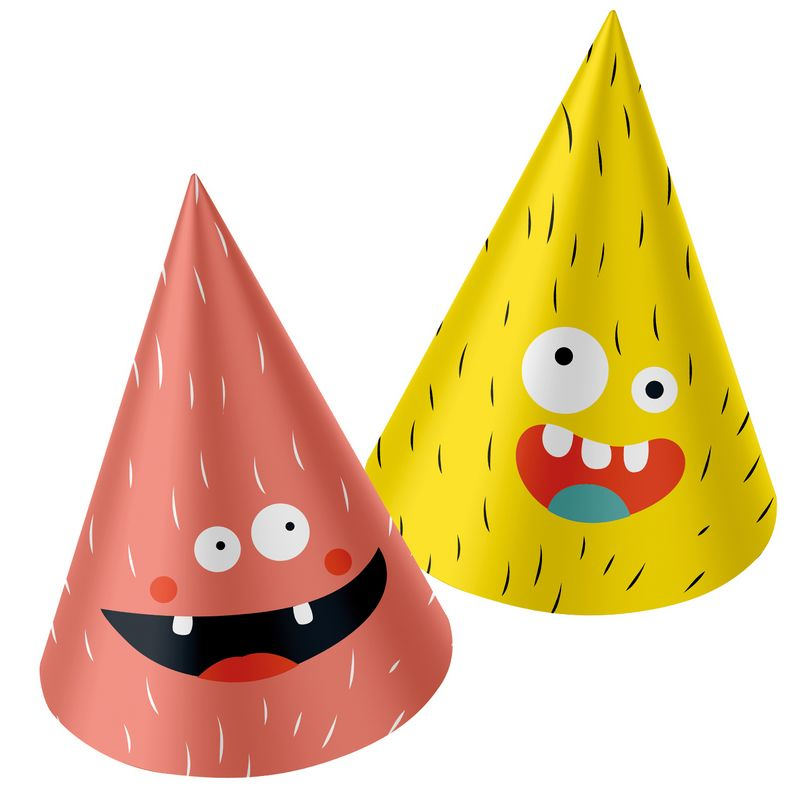 Monster Bash Festhatte - 6 stk (16,5 cm) | Monster Partyhatte - Temashop