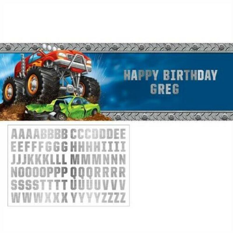 Monster Truck Banner - 1 stk (152 x 51 cm) | Monstertruck Bannere - Temashop