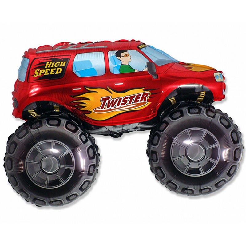 Monster Truck Folieballon Rød - 1 stk (60 cm) | Racerløb tema Folieballoner - Temashop
