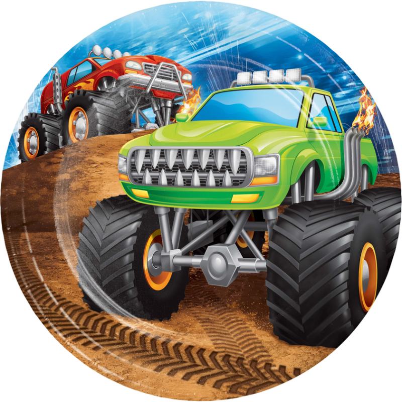 Monster Truck Frokosttallerkener - 8 stk (17,8 cm) | Monstertruck Tallerkner - Temashop