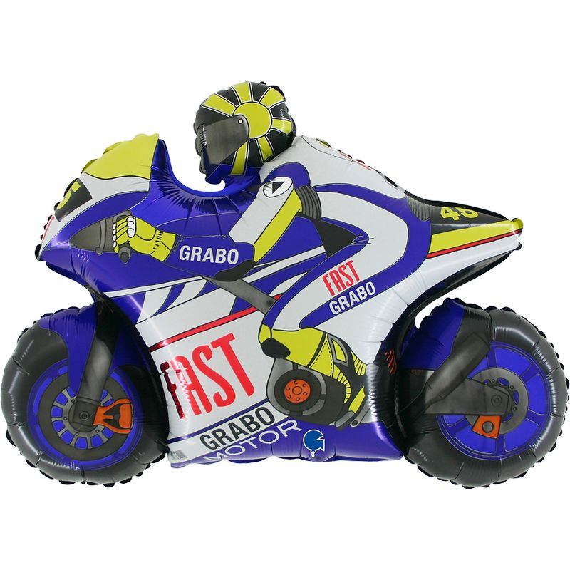 MotoGP Motorcykel Folieballon Blå - 1 stk (74 x 53 cm) | Racerløb tema Folieballoner - Temashop