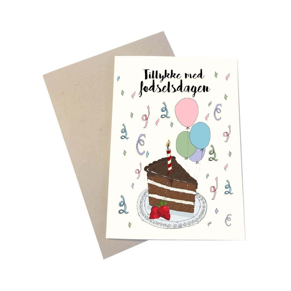 Tillykke Med Fødselsdagen Kort (11,5 x 16 cm) | Fødselsdag Kort / Invitationer / Gode råd - Temashop