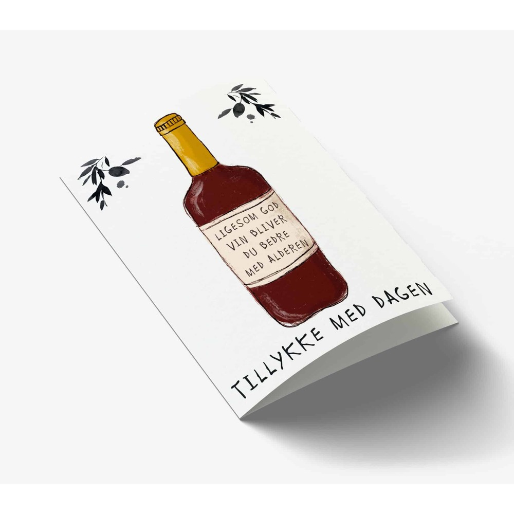 Ligesom God Vin Kort (11,5 x 16 cm) | Fødselsdag Kort / Invitationer / Gode råd - Temashop