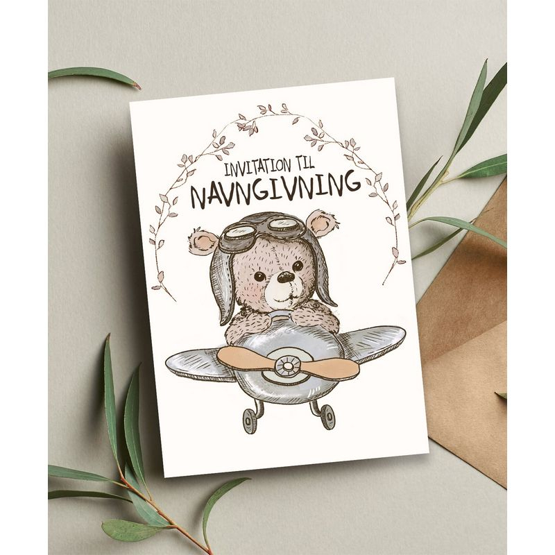Navngivning Invitationer Dreng Kort - 12 dele (11,5 x 16 cm) | Babyshower Invitationer - Temashop