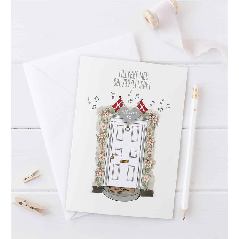 Æresport Sølvbryllup Kort - 2 dele (11,5 x 16 cm) | Sølvbryllup Kort / Invitationer / Gode råd - Temashop