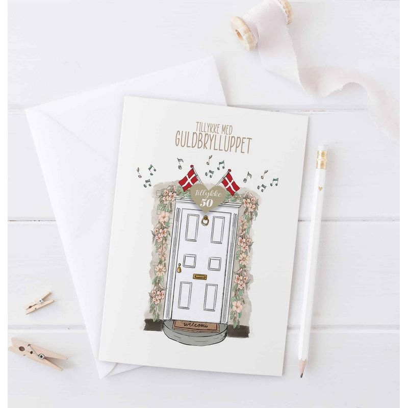 Æresport Guldbryllup Kort - 2 dele (11,5 x 16 cm) | Guldbryllup Kort / Invitationer / Gode råd - Temashop