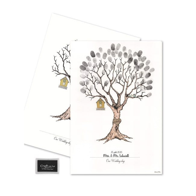 Bryllup Fingeraftryk Plakat Sort - 1 stk (29,7 x 42 cm) | Bryllup Plakat - Temashop