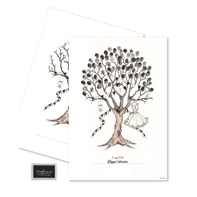 Konfirmation Fingeraftryk Plakat Pige Sort - 1 stk (29,7 x 42 cm) | Konfirmation Plakat - Temashop
