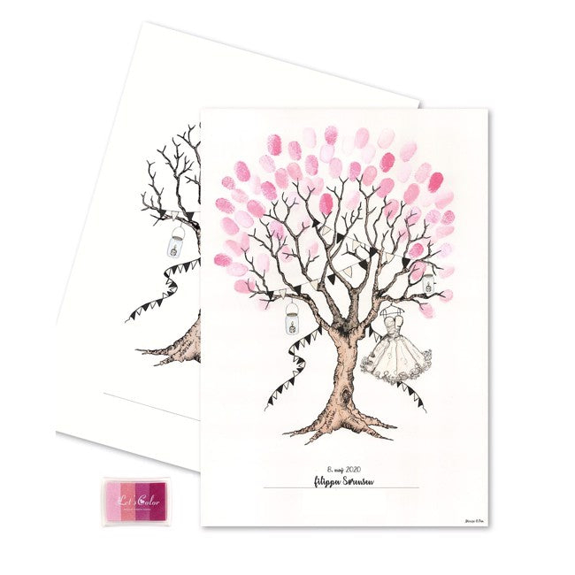 Konfirmation Fingeraftryk Plakat Pige Lyserød - 1 stk (29,7 x 42 cm) | Konfirmation Plakat - Temashop