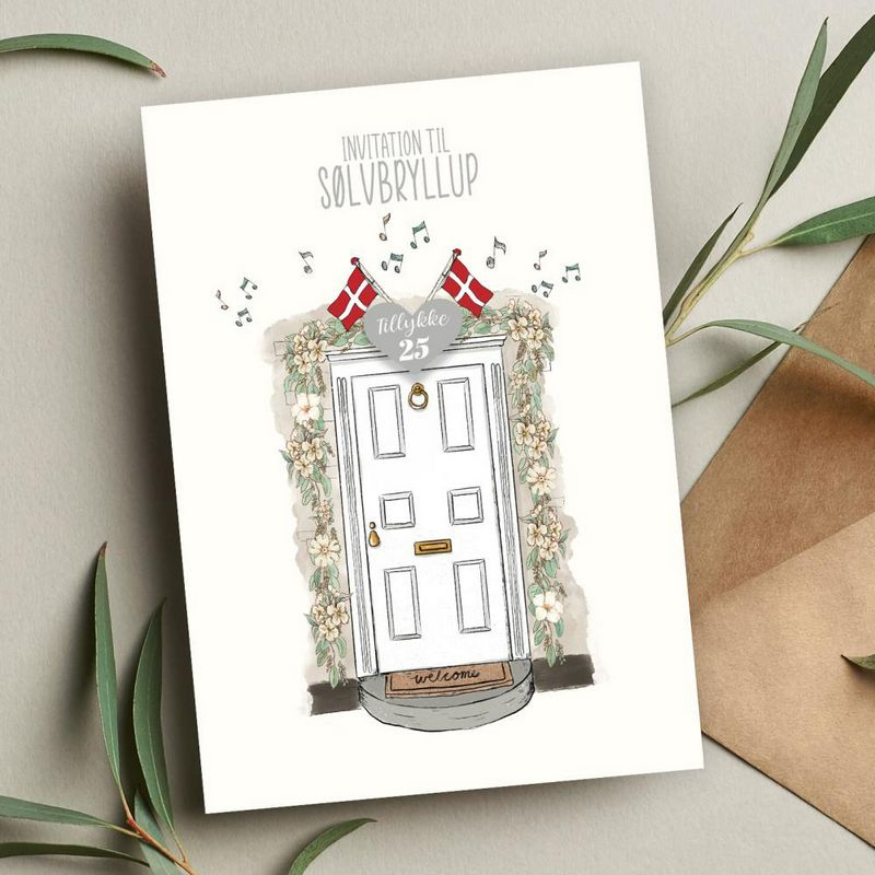 Sølvbryllup Invitationer - 6 stk (11,5 x 16 cm) | Sølvbryllup Kort / Invitationer / Gode råd - Temashop