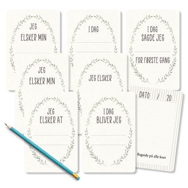 Ekstra Kort Til Milepæls Kort - 7 stk (15 x 10 cm) | Babyshower Kort / Invitationer / Gode råd - Temashop