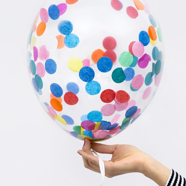 Multifarvede Konfetti Balloner - 6 stk (30 cm) | Konfetti tema Konfettiballoner - Temashop
